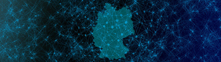 Map of Germany with network nodes